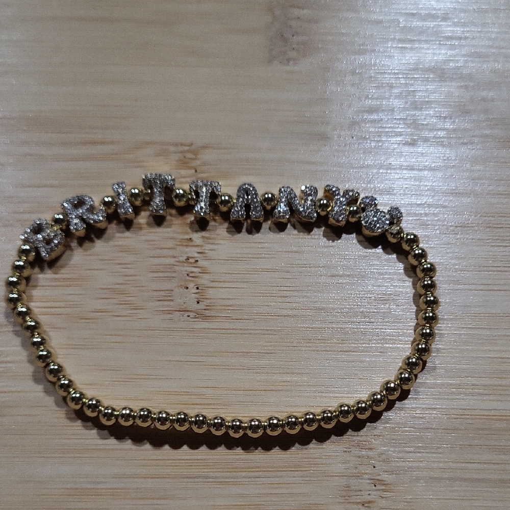 BaubleBar Gold Disney Mickey Mouse Pisa Customized Bracelet "Brittany" 8"